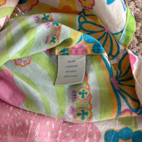 Boden Floral Beaded Neck 3/4 Sleeve Tunic Top Pink Green White Size 6 - Picture 12 of 12